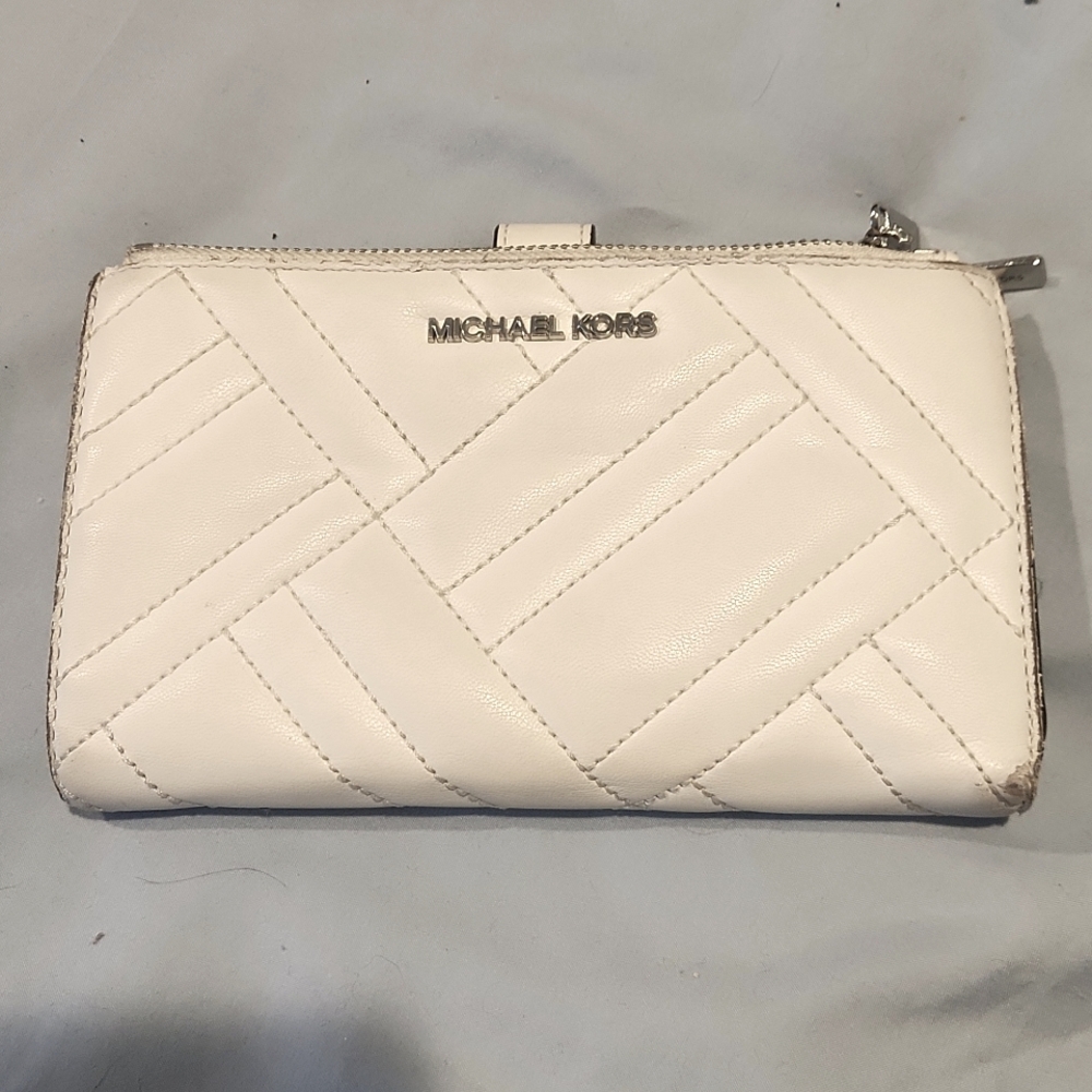 Michael Kors women's wallet,  white,  gently used